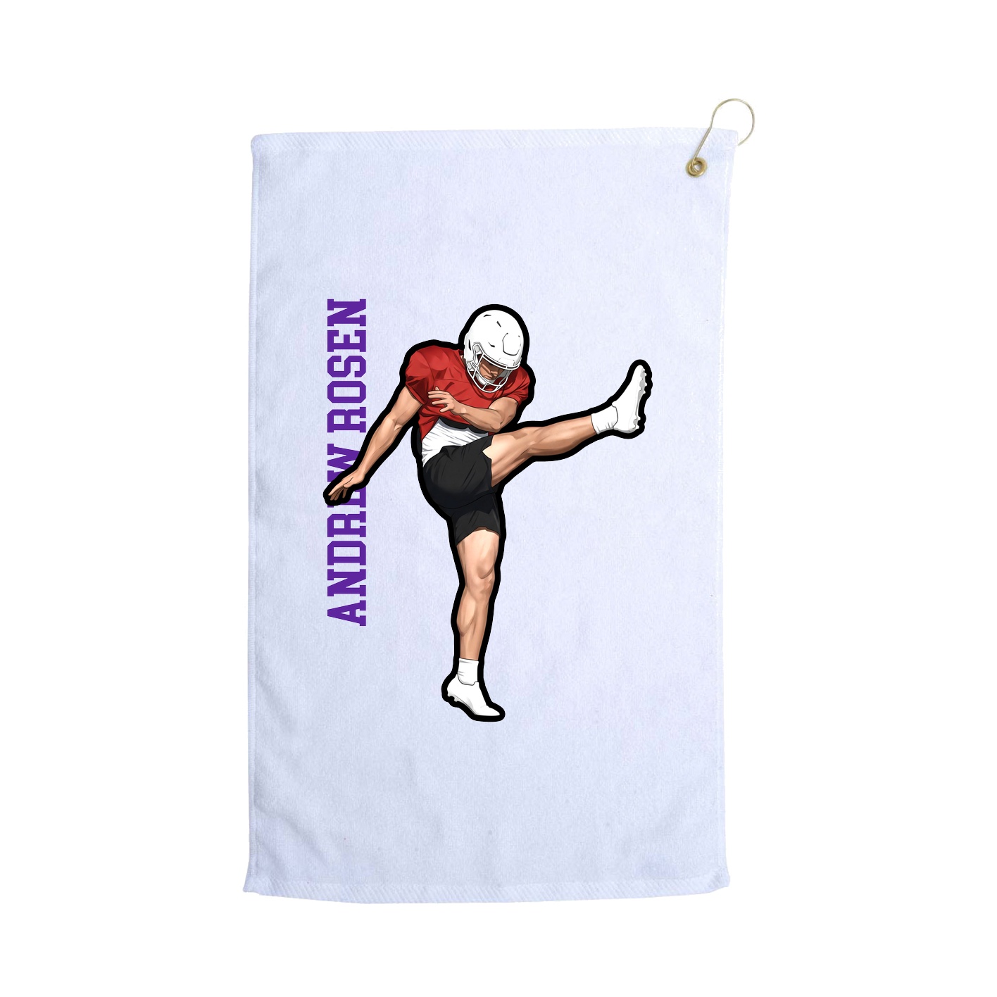 Golf Towel — Name Vertical in White