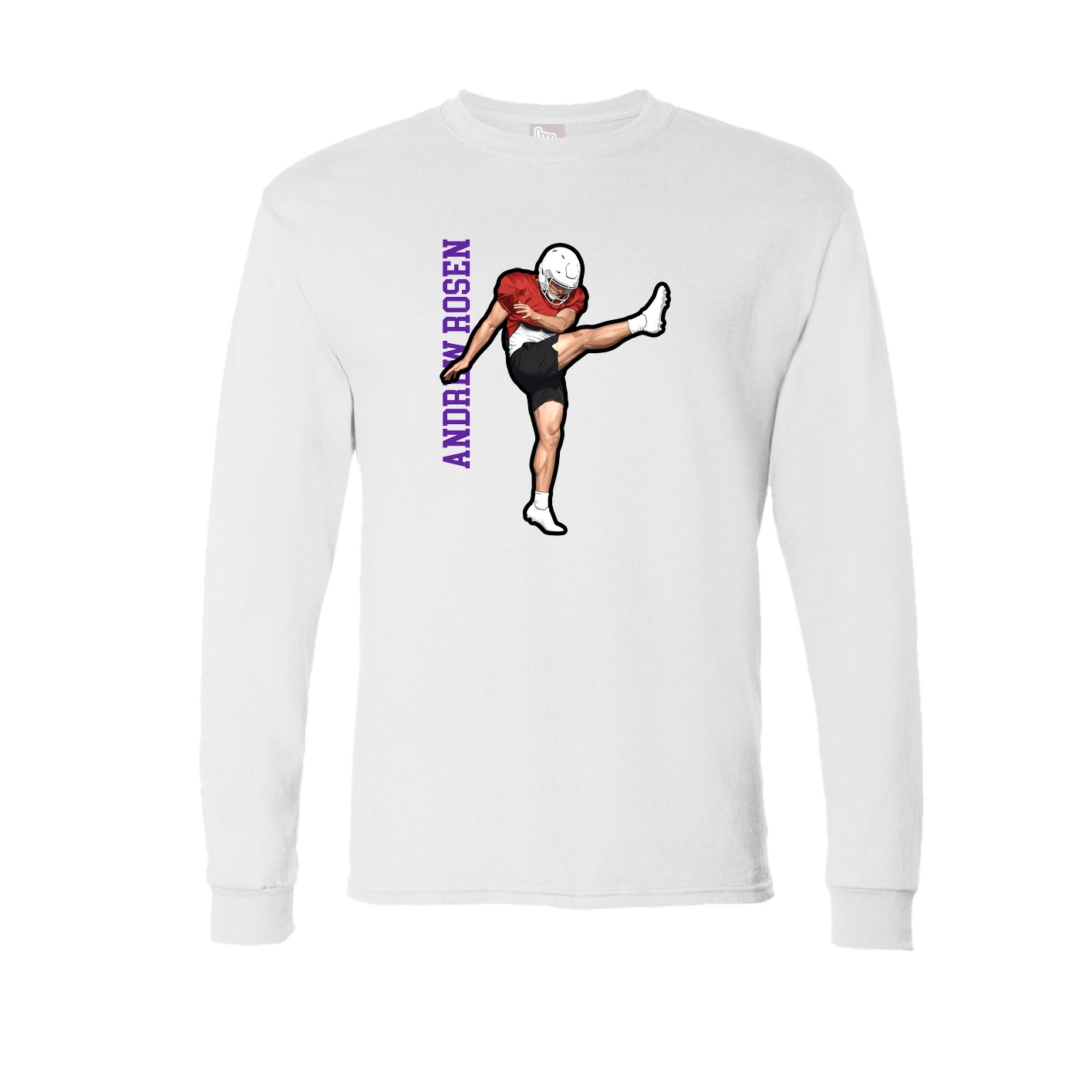 Long Sleeve Tee — Name Vertical in White