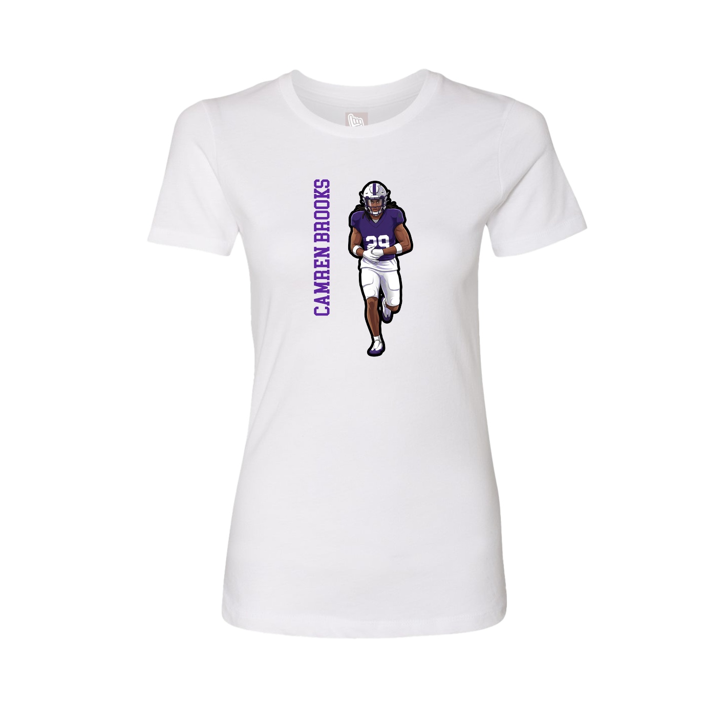 Fitted Women's Tee — Name Vertical in White