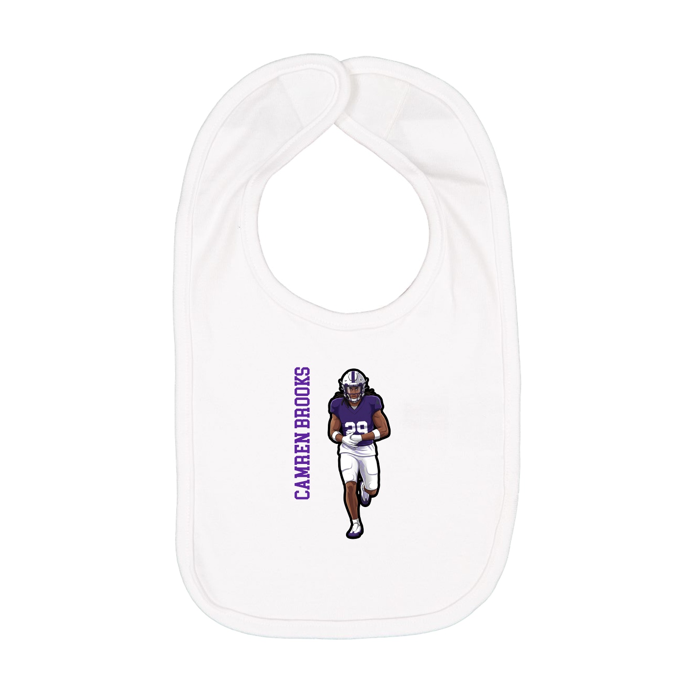 Infant Bib — Name Vertical in White