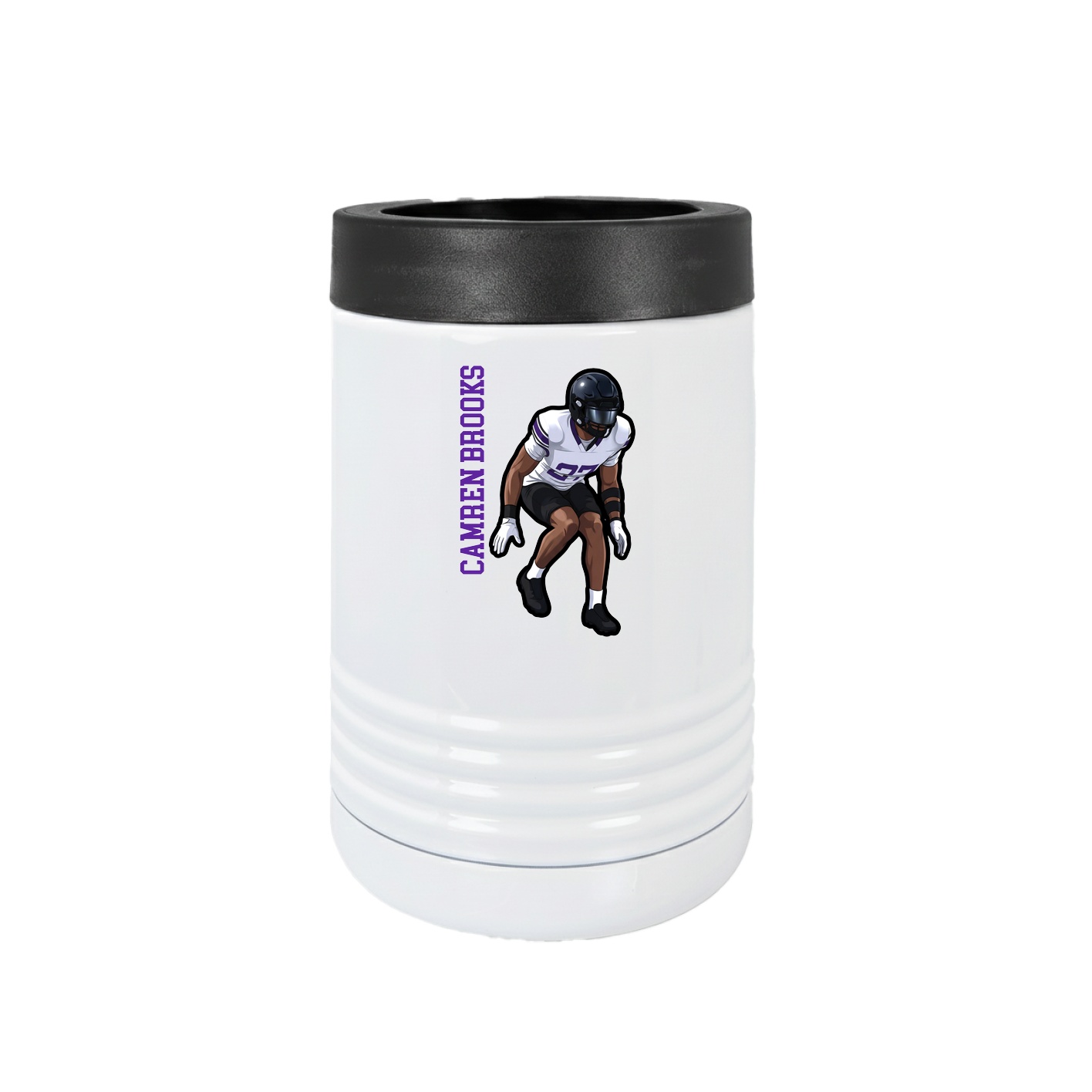 Beverage Holder — Name Vertical in White