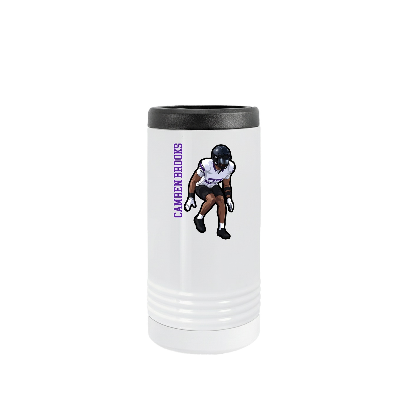 Slim Beverage Holder — Name Vertical in White
