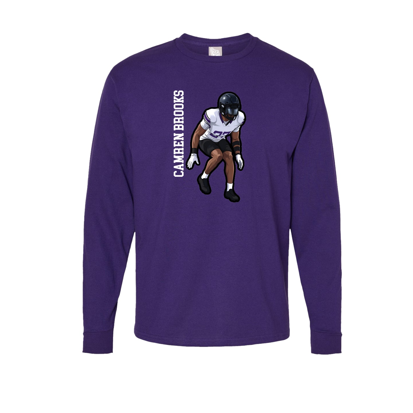 Long Sleeve Tee — Name Vertical in Purple