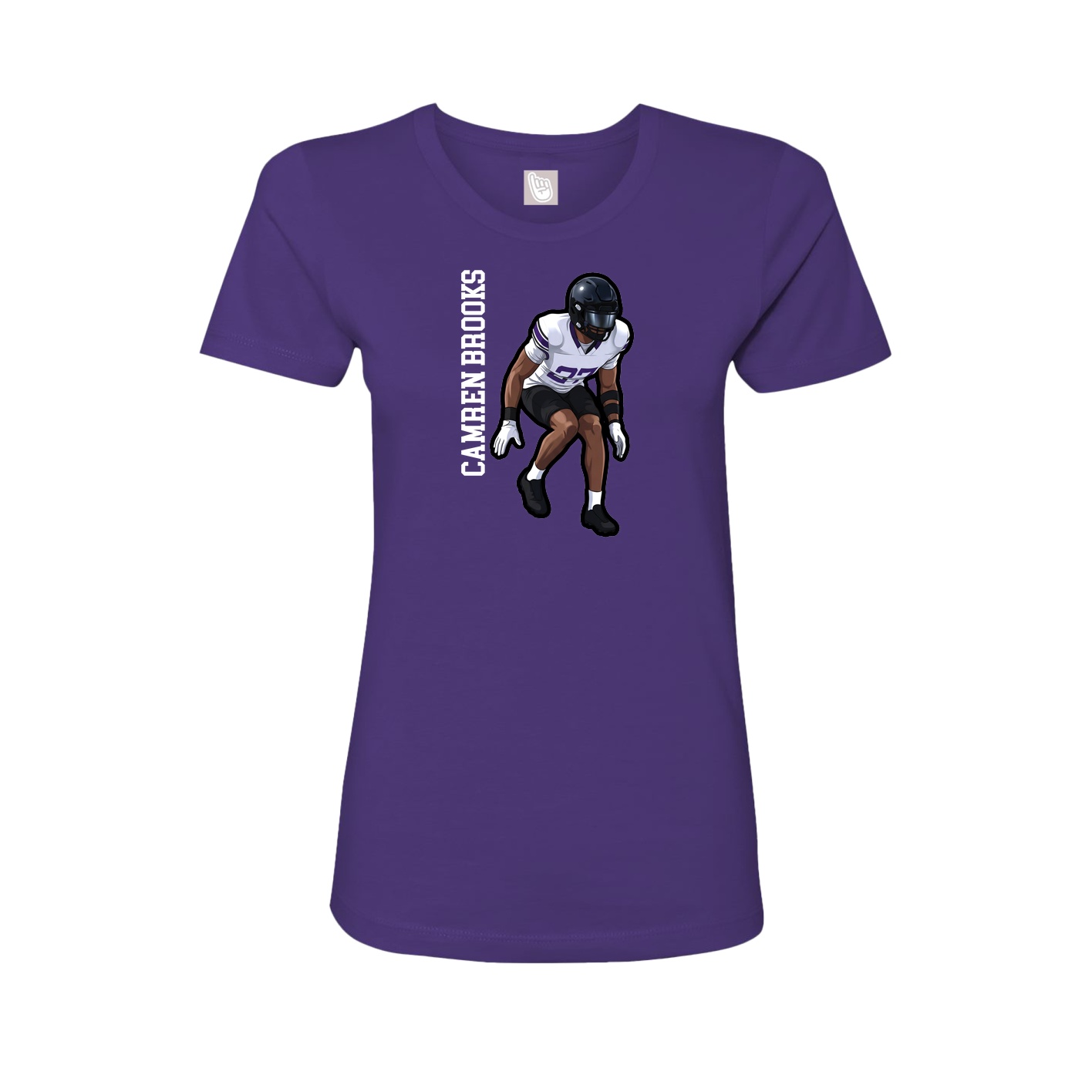 Fitted Women's Tee — Name Vertical in Purple