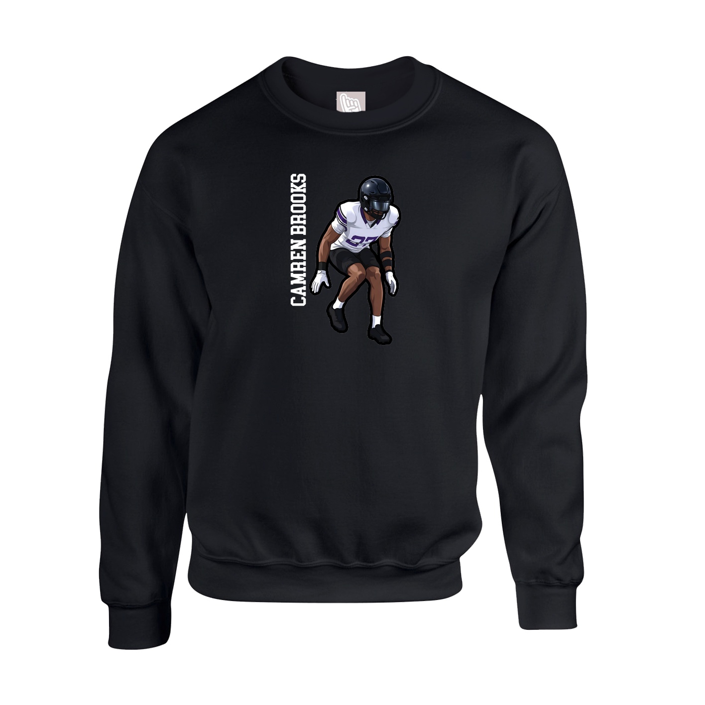 Fleece Crew — Name Vertical in Black