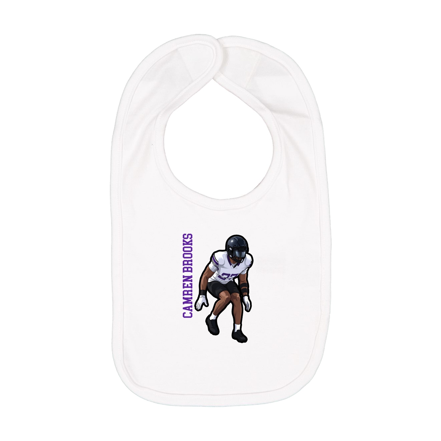 Infant Bib — Name Vertical in White