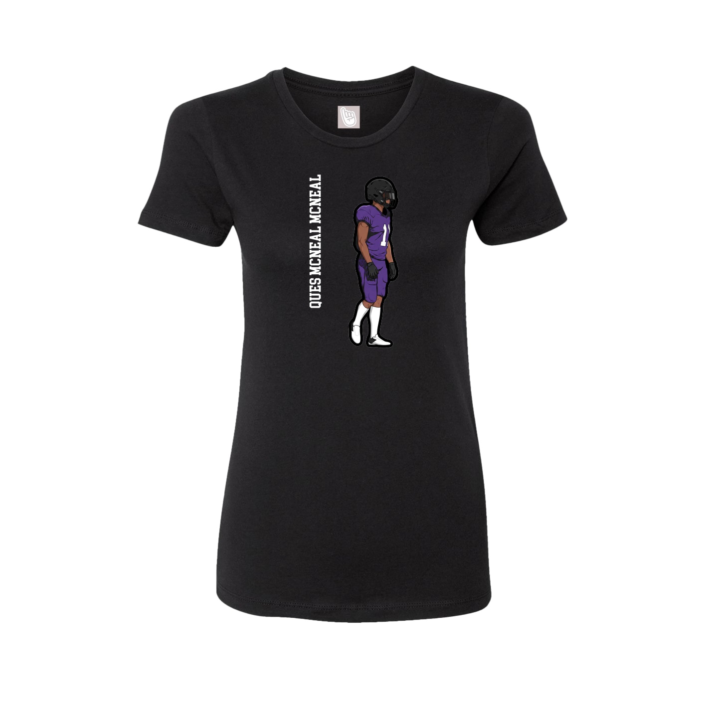 Womens Tee — Name Vertical in Black