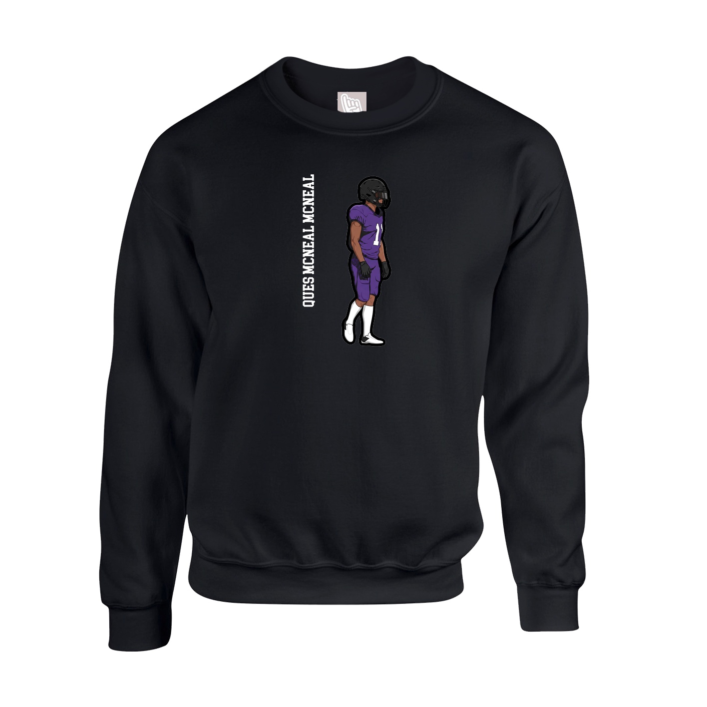 Fleece Crew — Name Vertical in Black