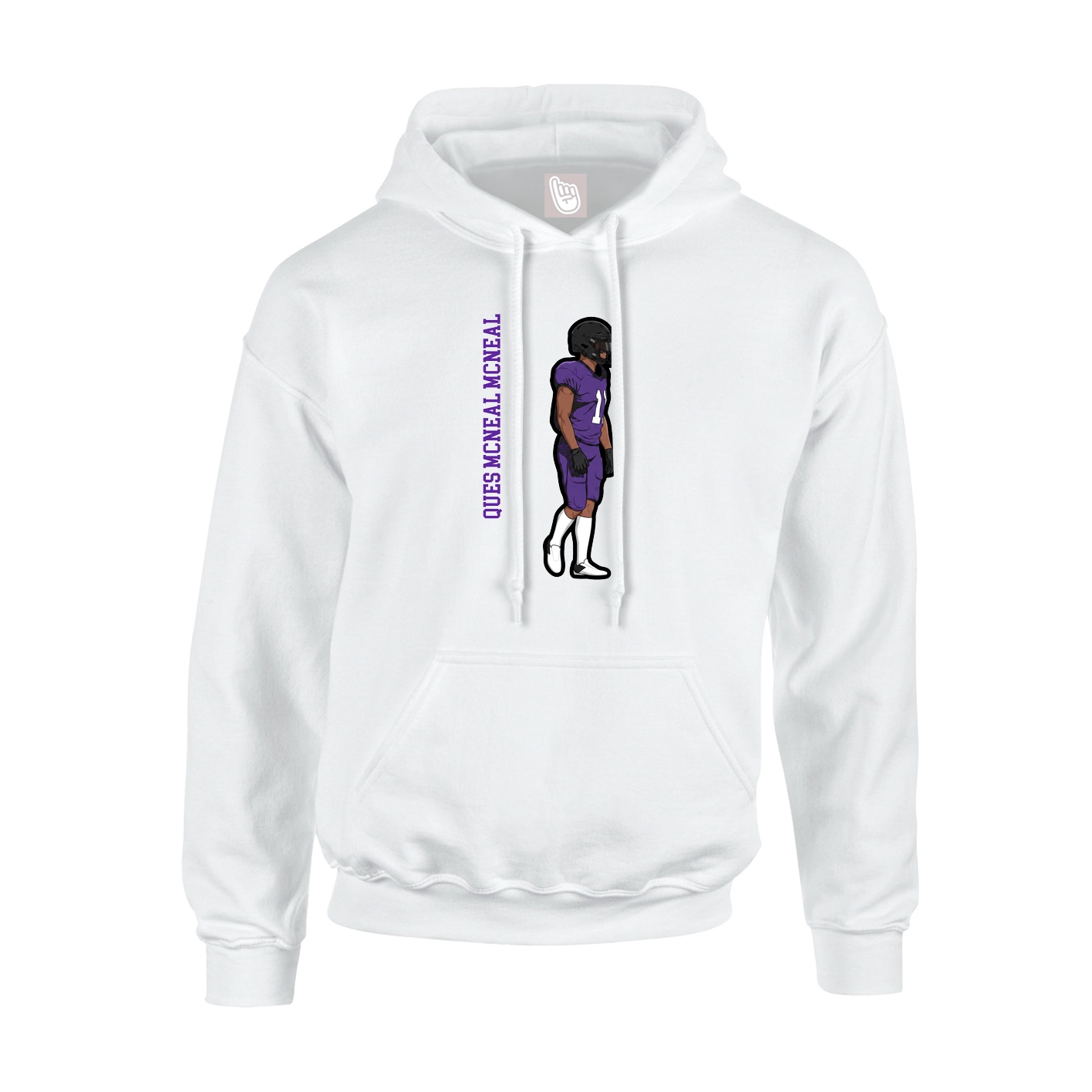 Youth Hoodie — Name Vertical in White