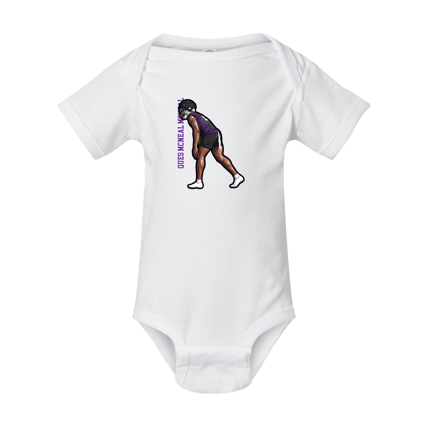 Baby Onesie — Name Vertical in White