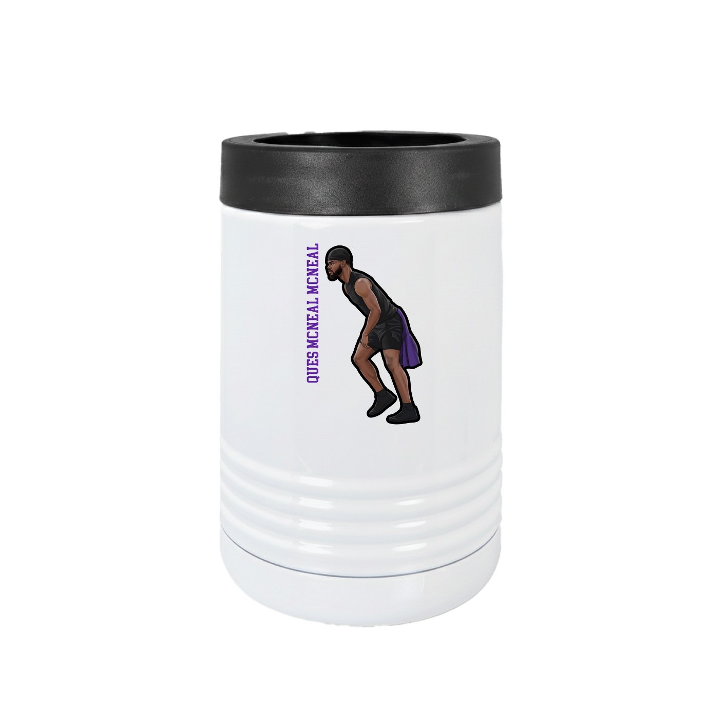 Beverage Holder — Name Vertical in White