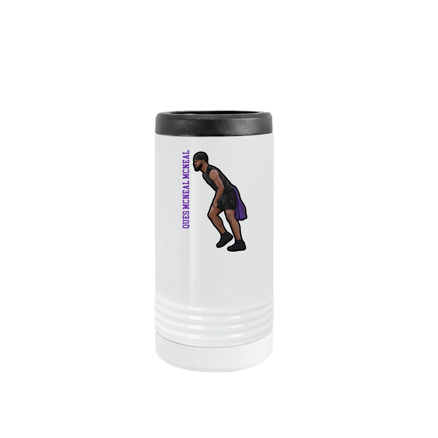 Slim Beverage Holder — Name Vertical in White