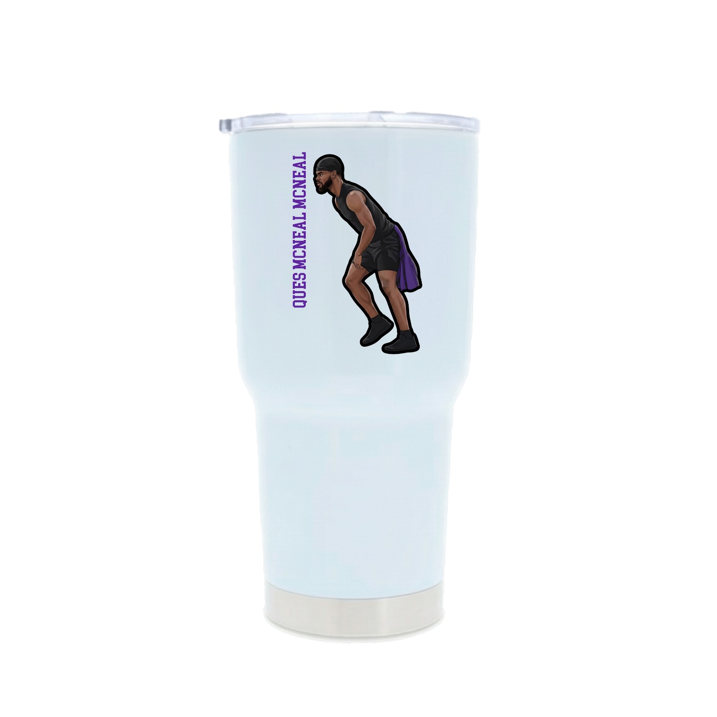 30oz Stainless Steel Tumbler — Name Vertical in White