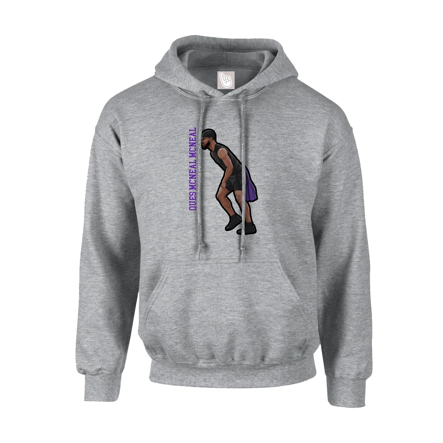 Hoodie — Name Vertical in Grey