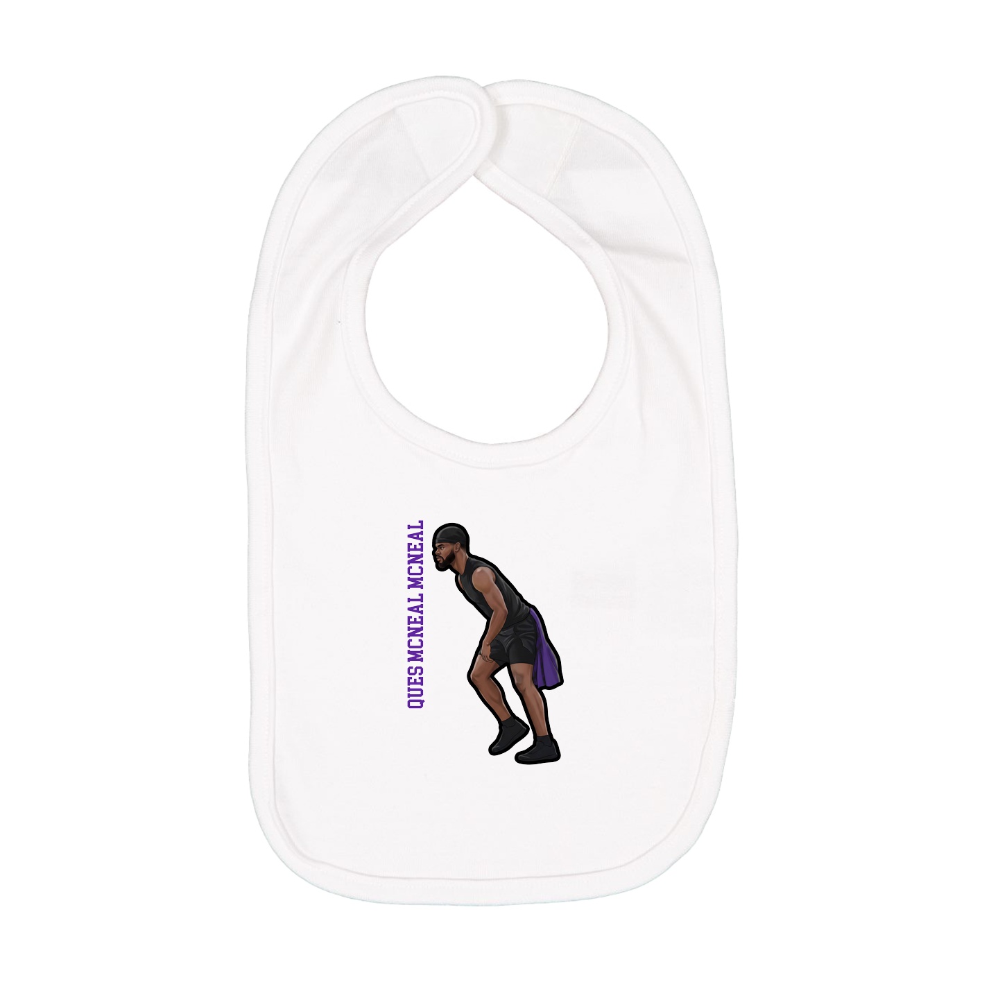 Infant Bib — Name Vertical in White
