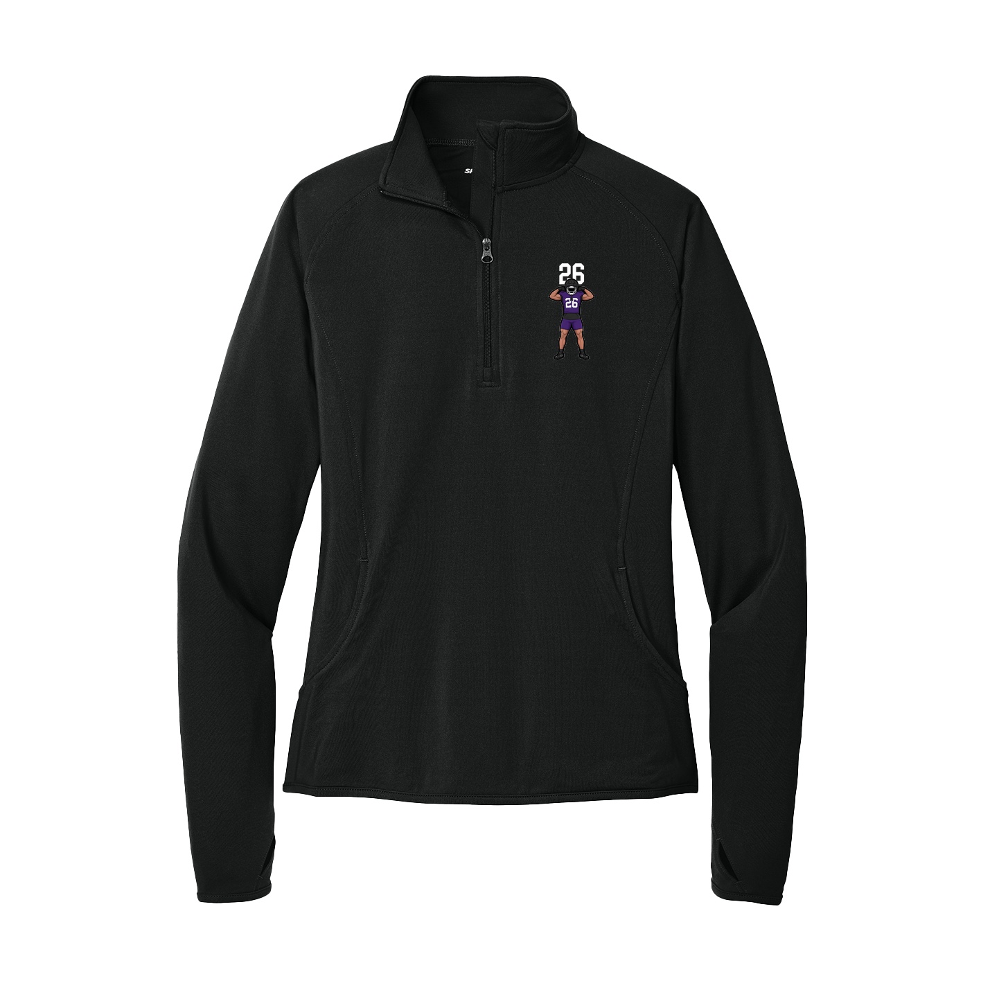 Women's Q-Zip Pullover — Number Top in Black