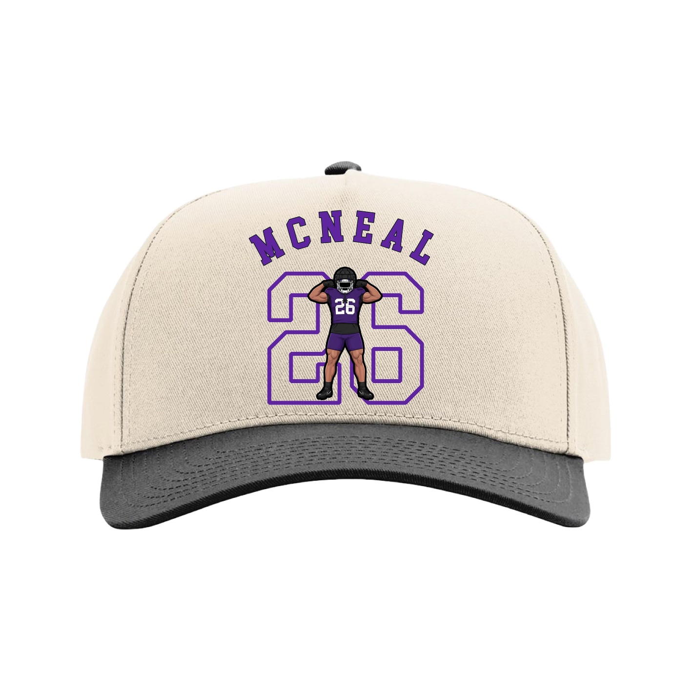 Full Fabric Five-Panel Champ Cap — Shirsey Arch in Cream/Black