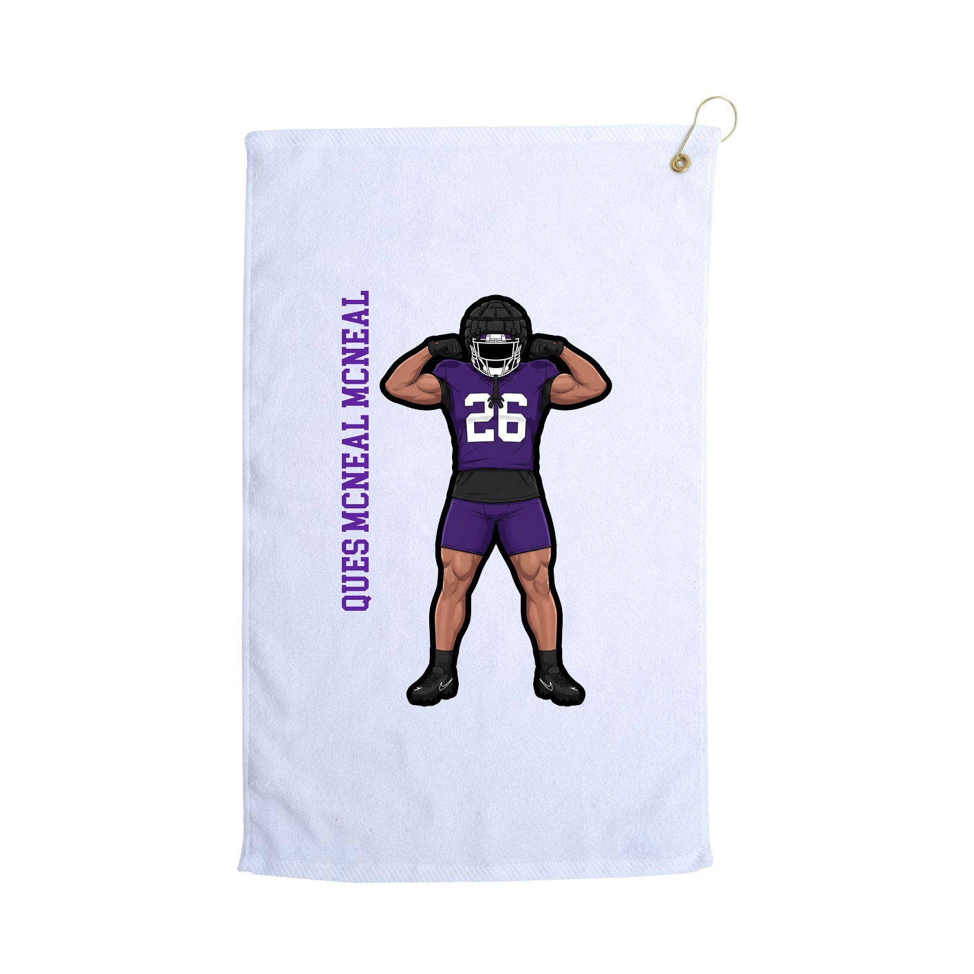Golf Towel — Name Vertical in White