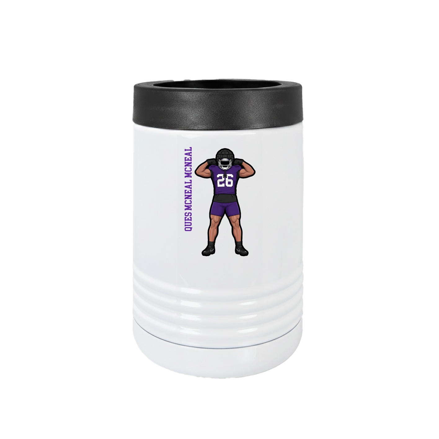 Beverage Holder — Name Vertical in White