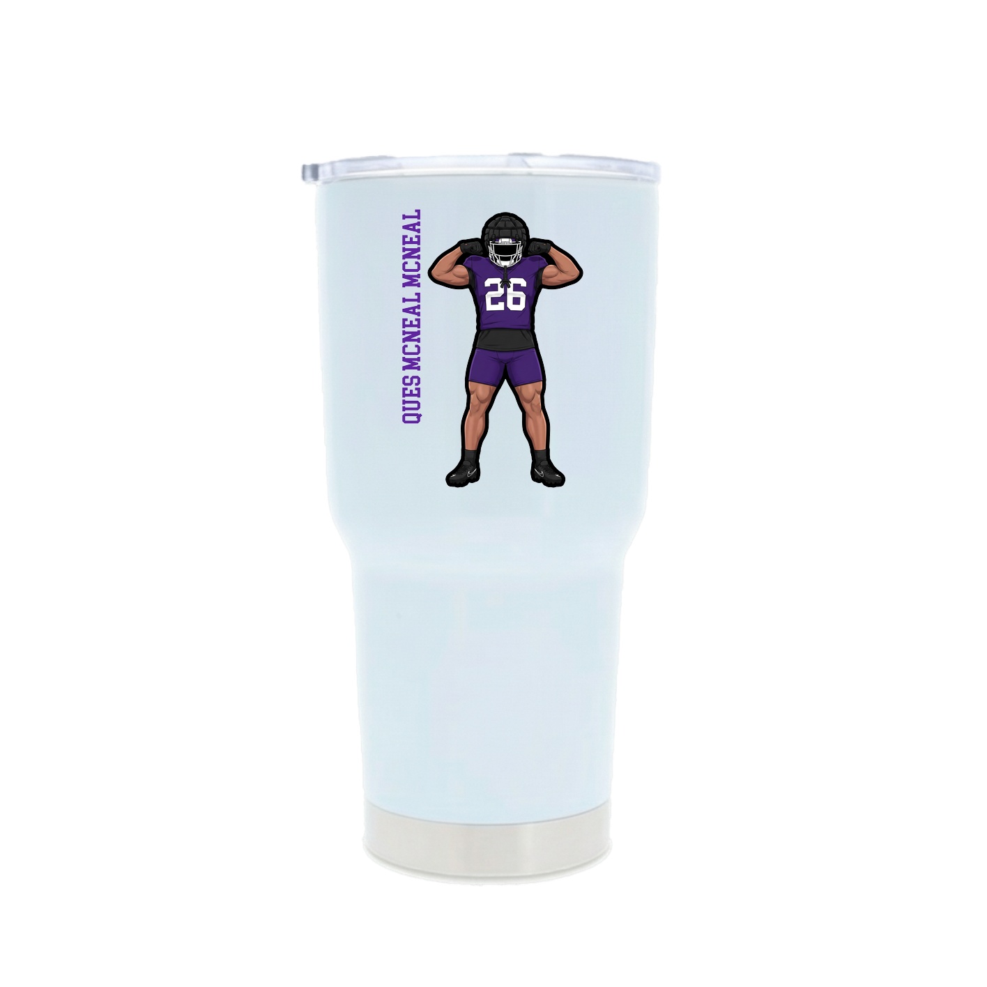 30oz Stainless Steel Tumbler — Name Vertical in White