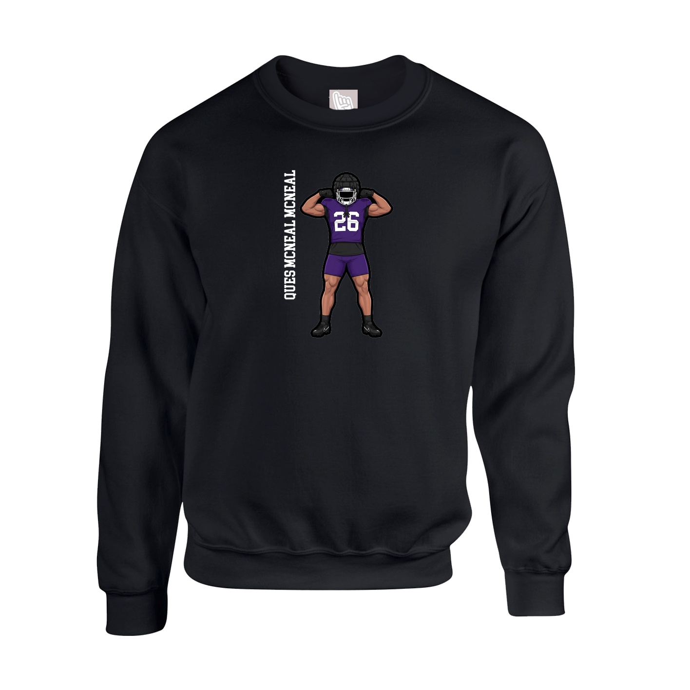 Fleece Crew — Name Vertical in Black