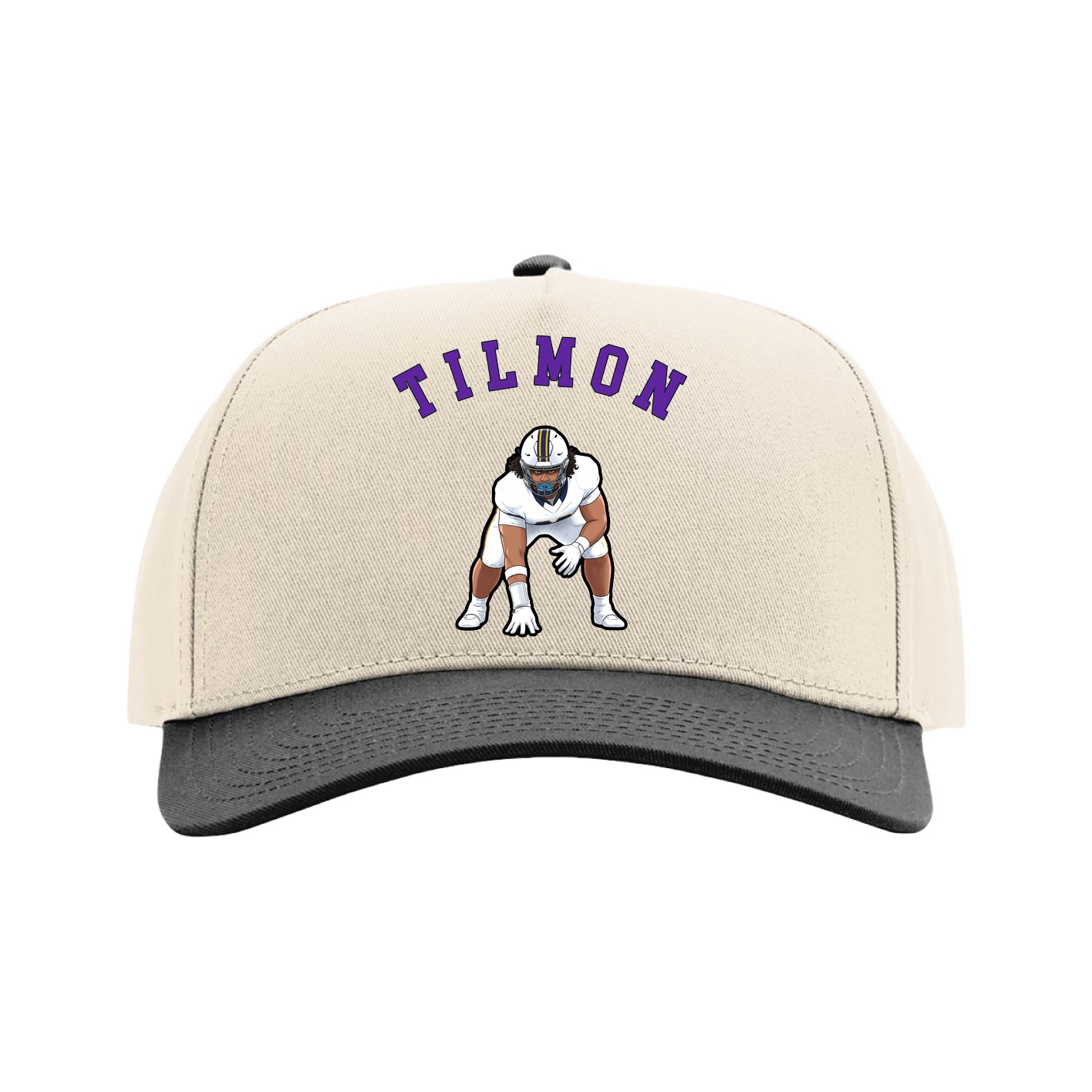 Full Fabric Five-Panel Champ Cap — Shirsey Arch in Cream/Black