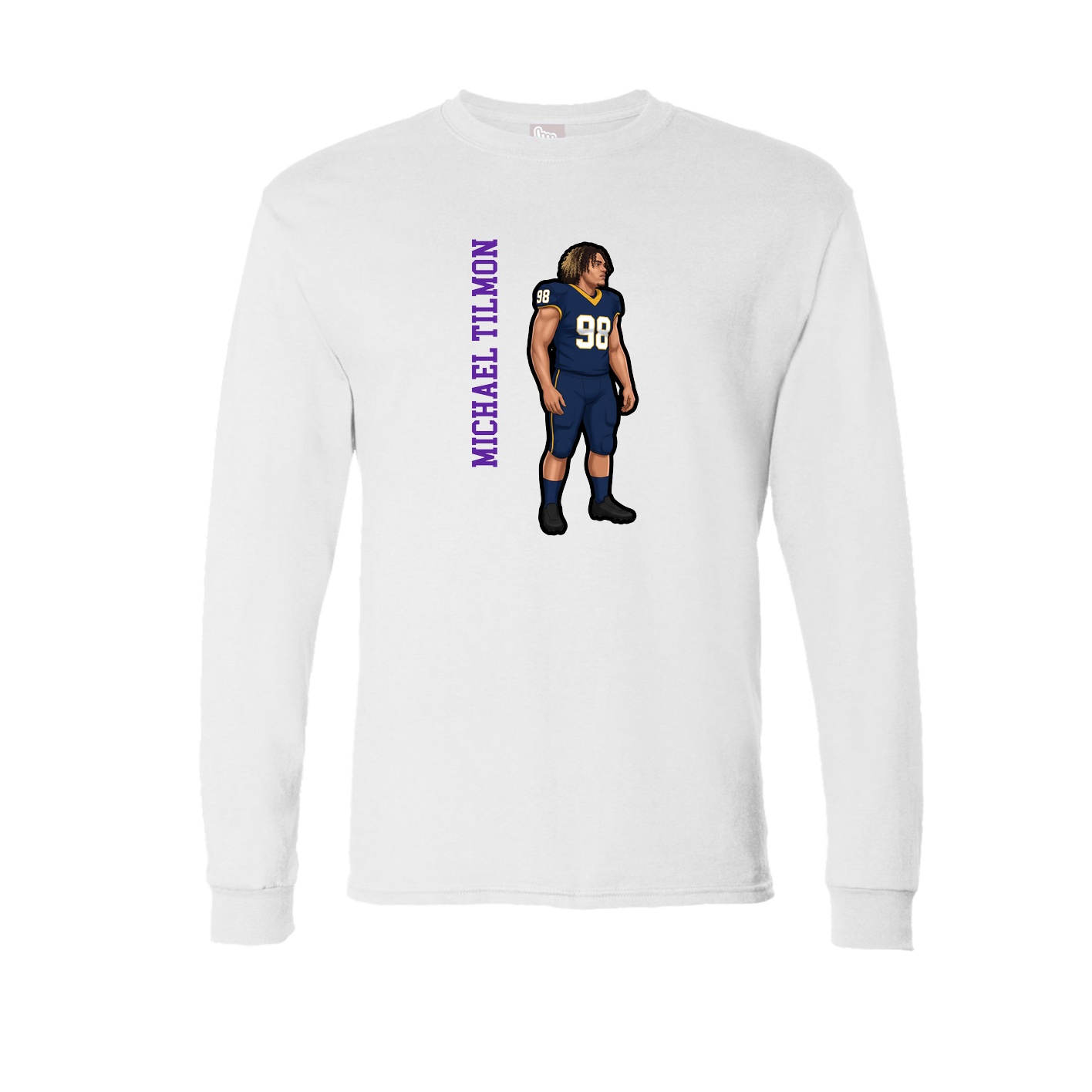Long Sleeve Tee — Name Vertical in White