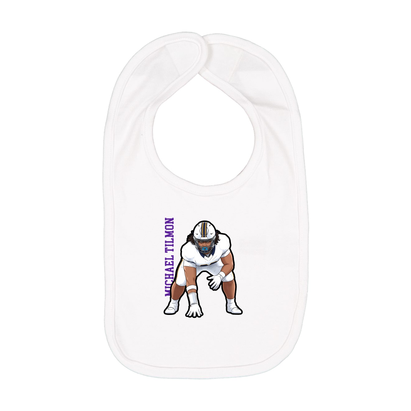 Infant Bib — Name Vertical in White