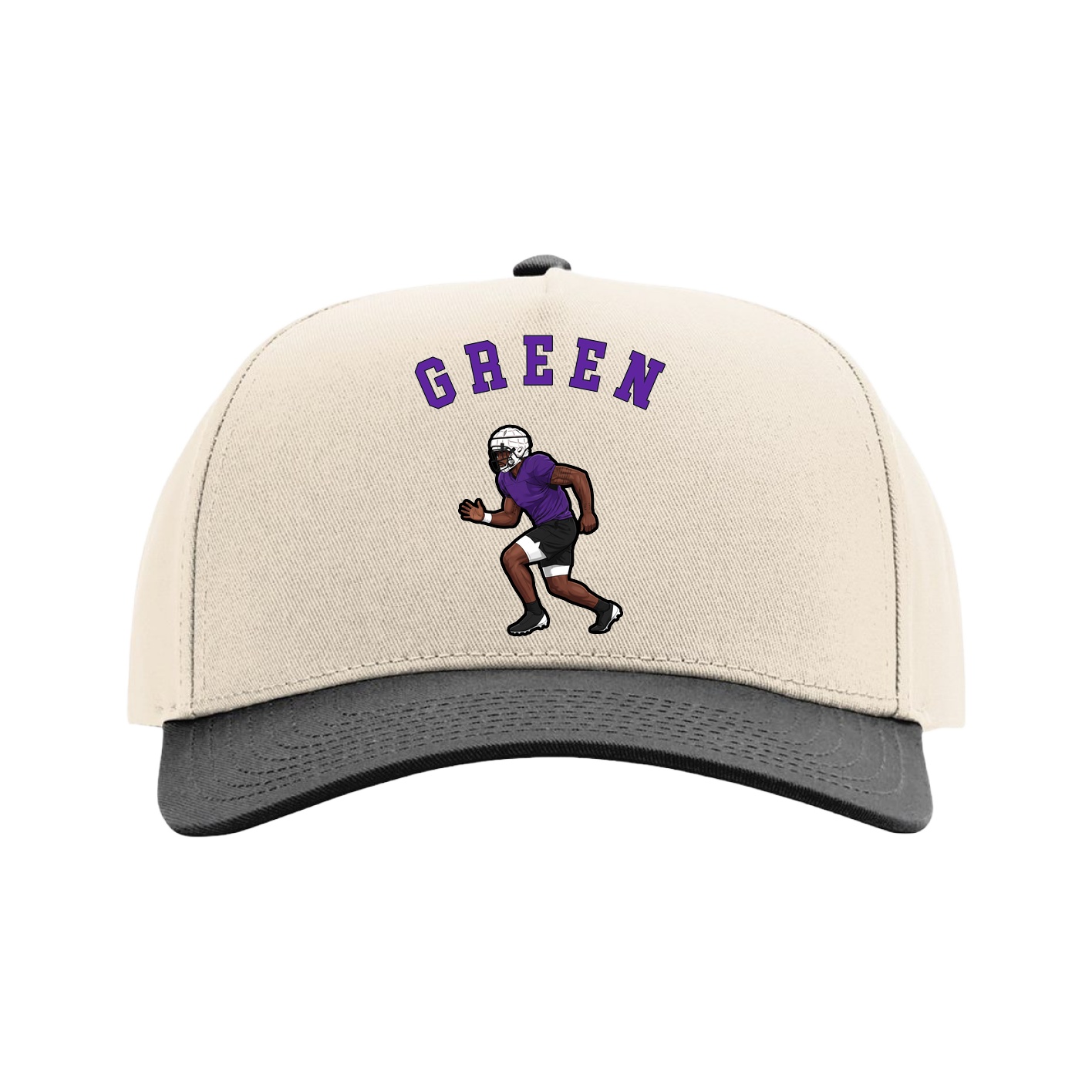 Full Fabric Five-Panel Champ Cap — Shirsey Arch in Cream/Black