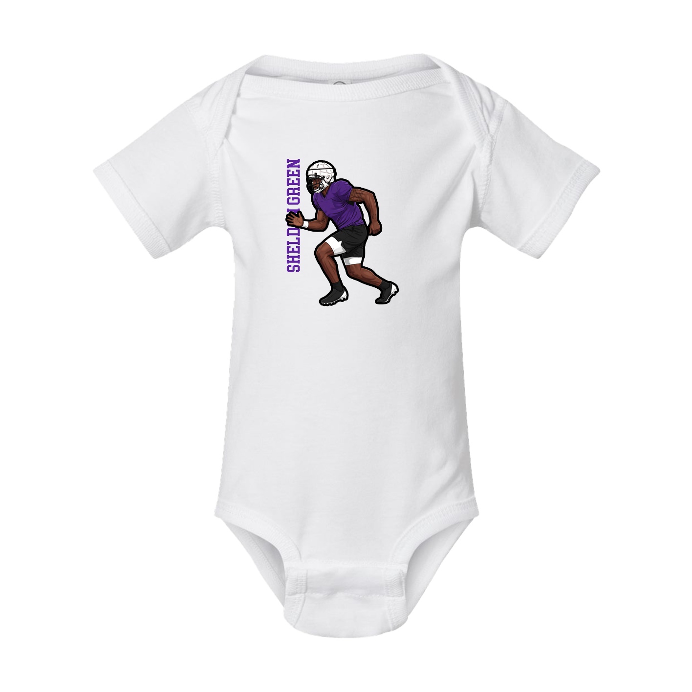 Baby Onesie — Name Vertical in White