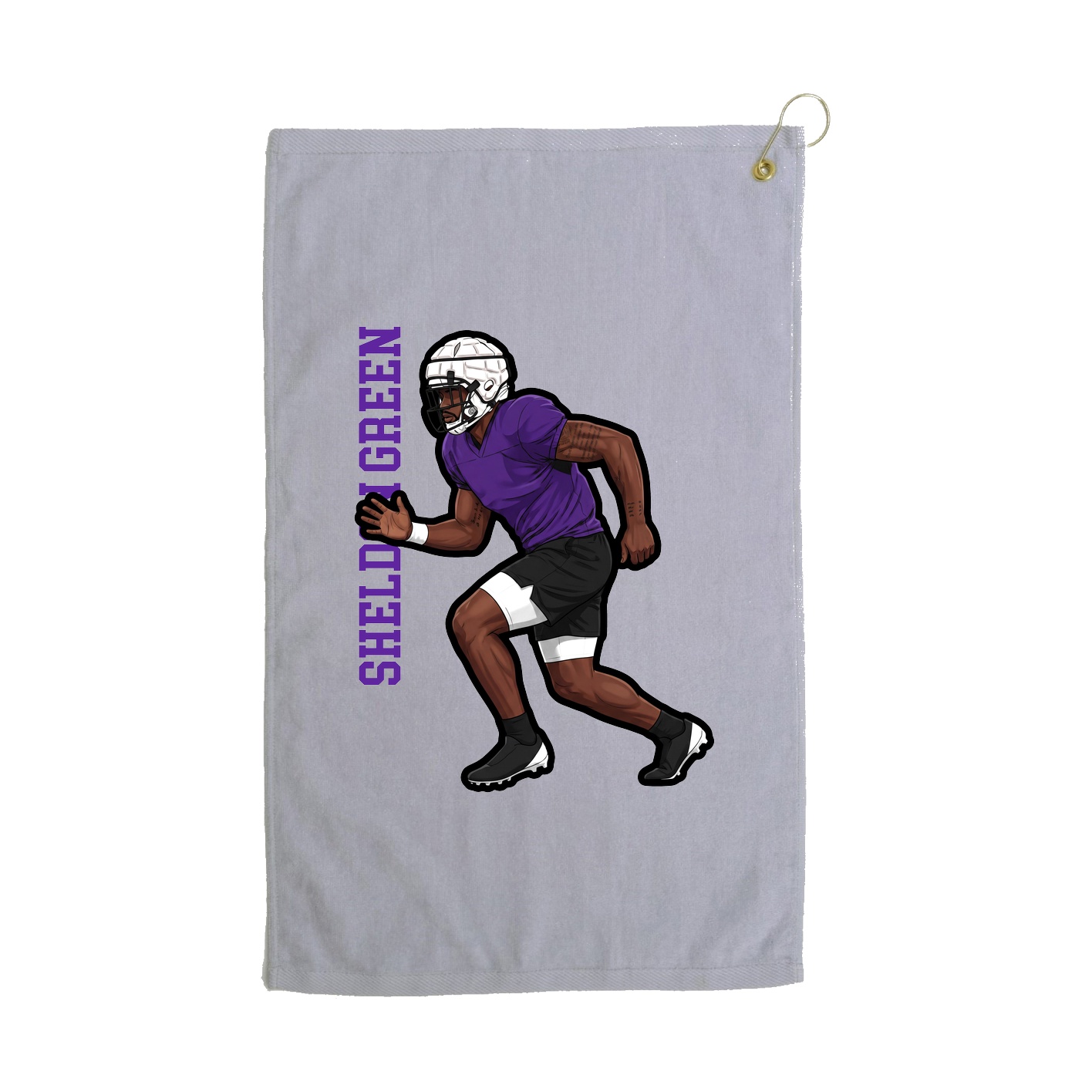 Golf Towel — Name Vertical in Grey