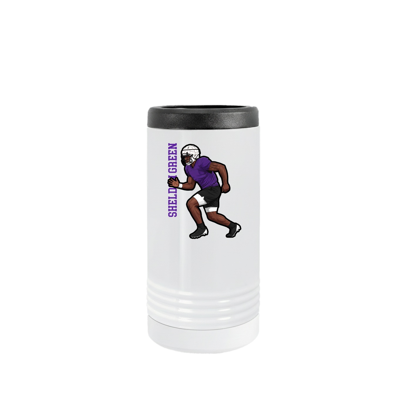 Slim Beverage Holder — Name Vertical in White