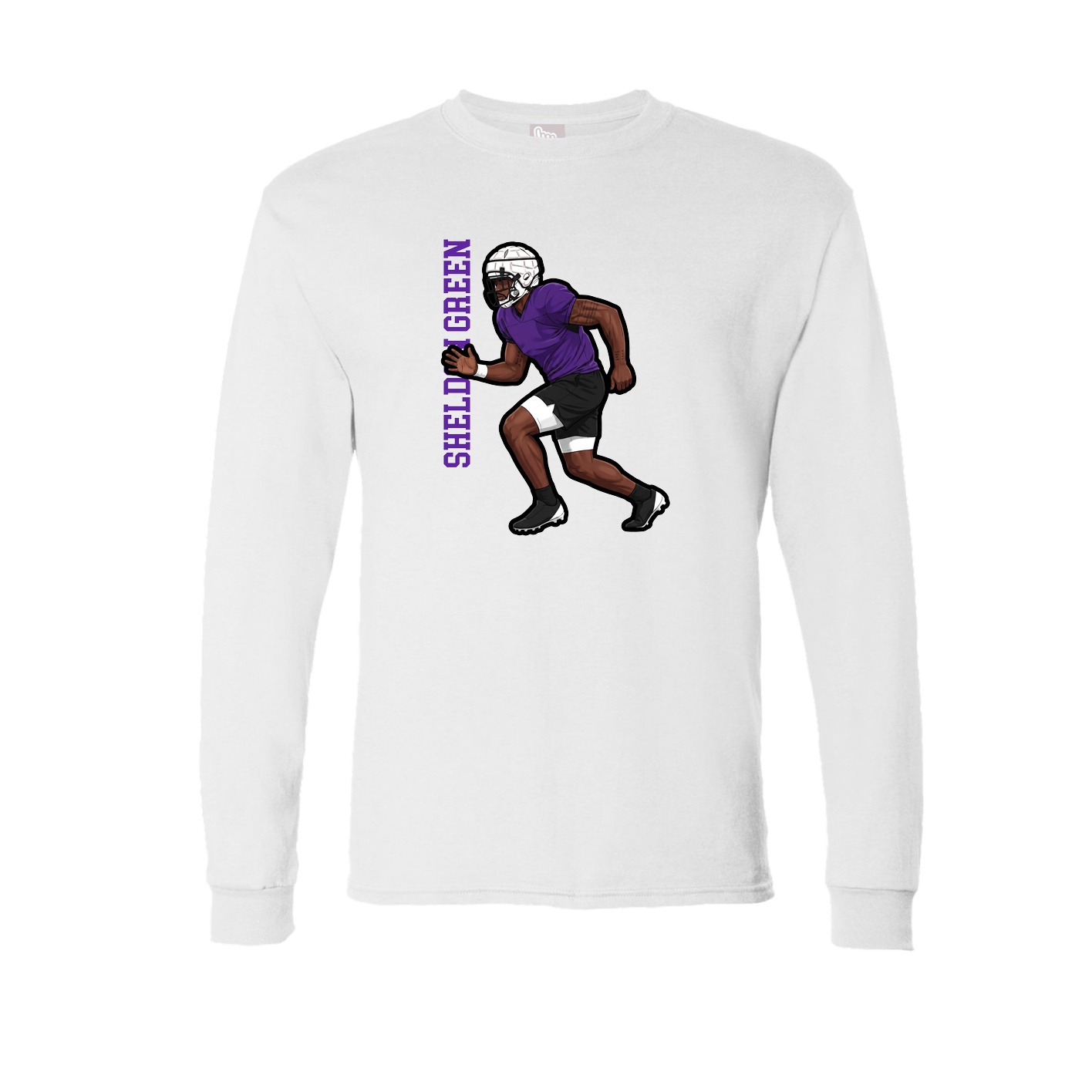 Long Sleeve Tee — Name Vertical in White