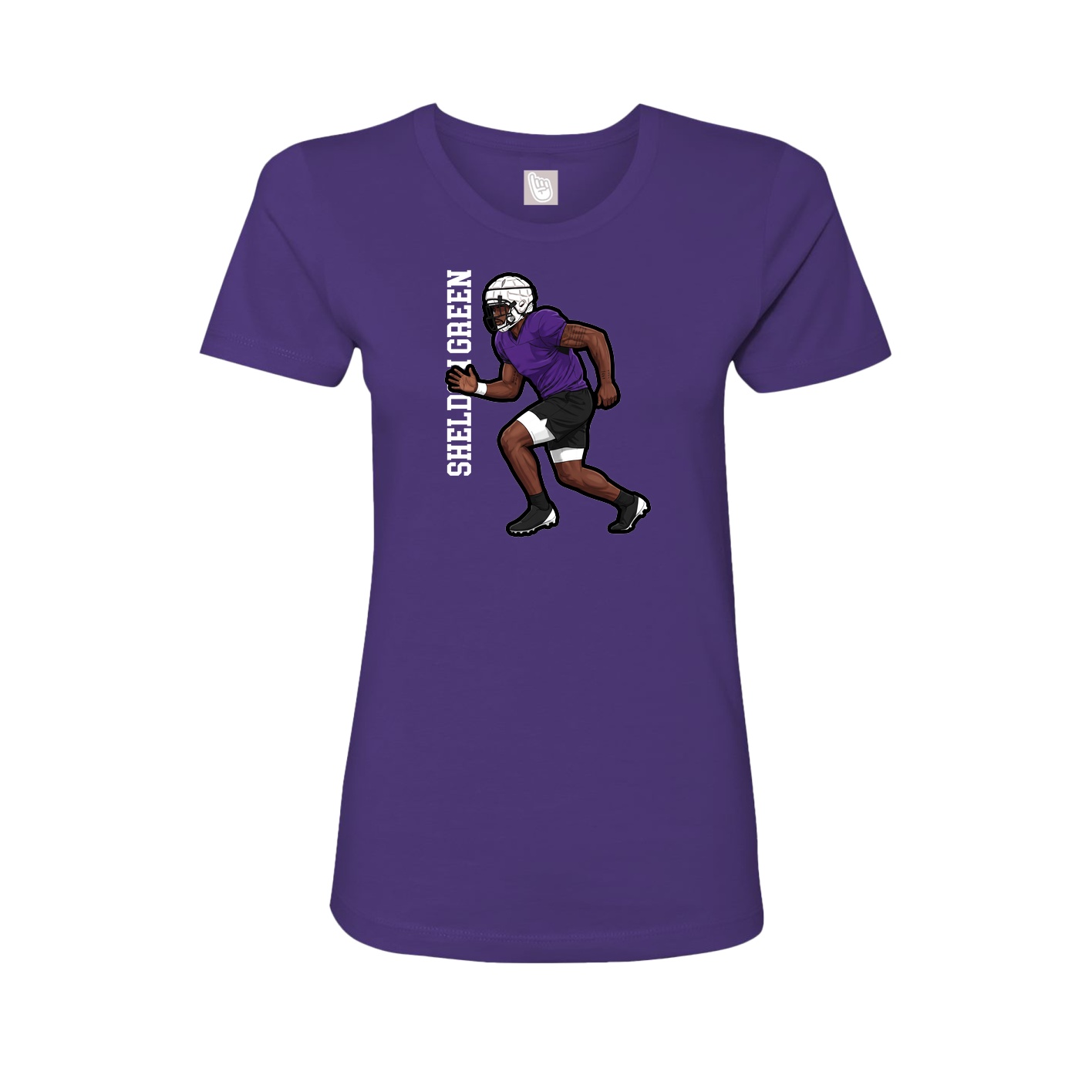 Womens Tee — Name Vertical in Purple
