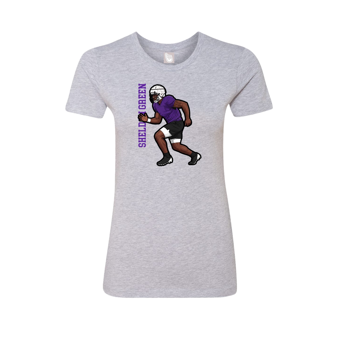 Womens Tee — Name Vertical in Grey