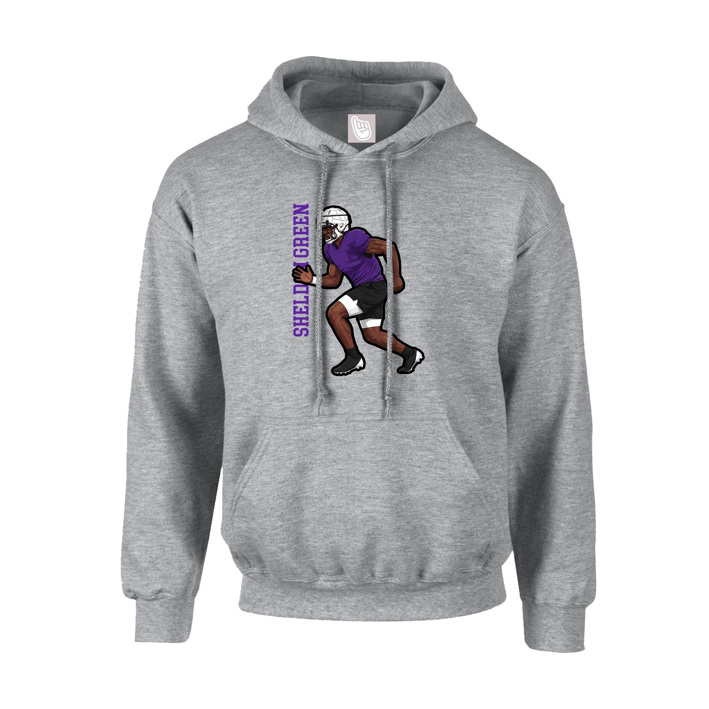 Hoodie — Name Vertical in Grey