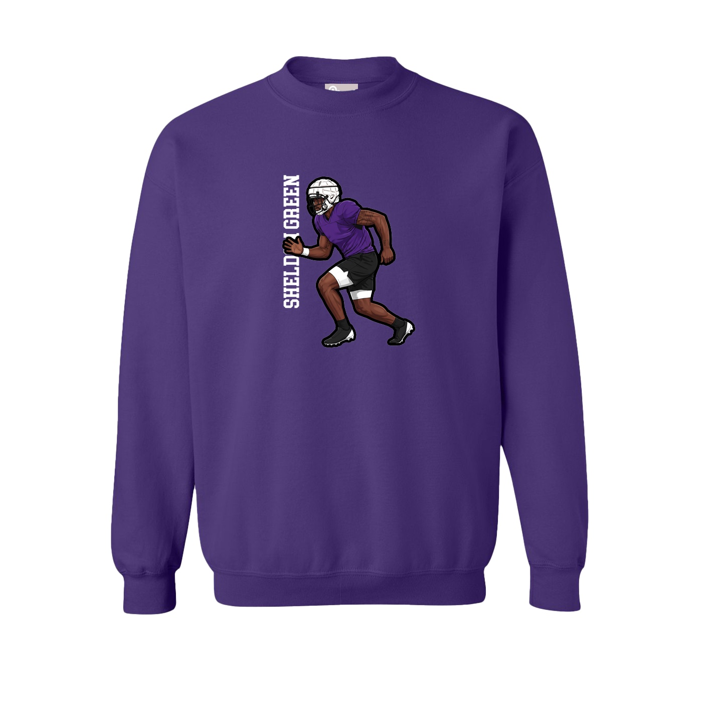 Fleece Crew — Name Vertical in Purple