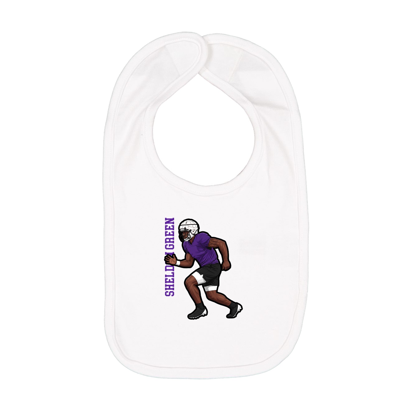 Infant Bib — Name Vertical in White