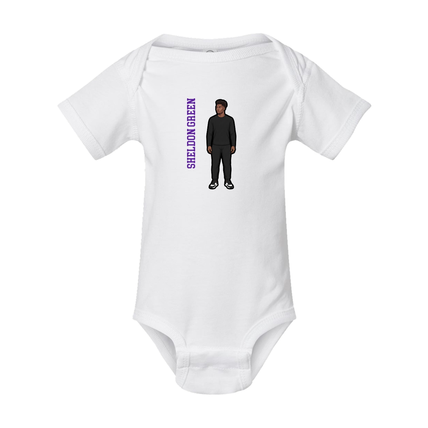 Baby Onesie — Name Vertical in White