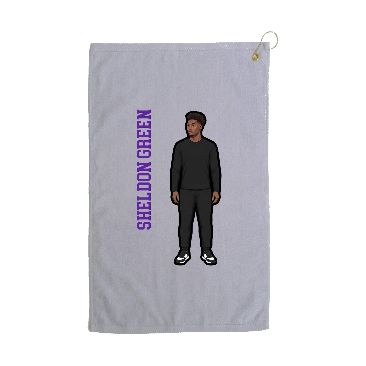 Golf Towel — Name Vertical in Grey