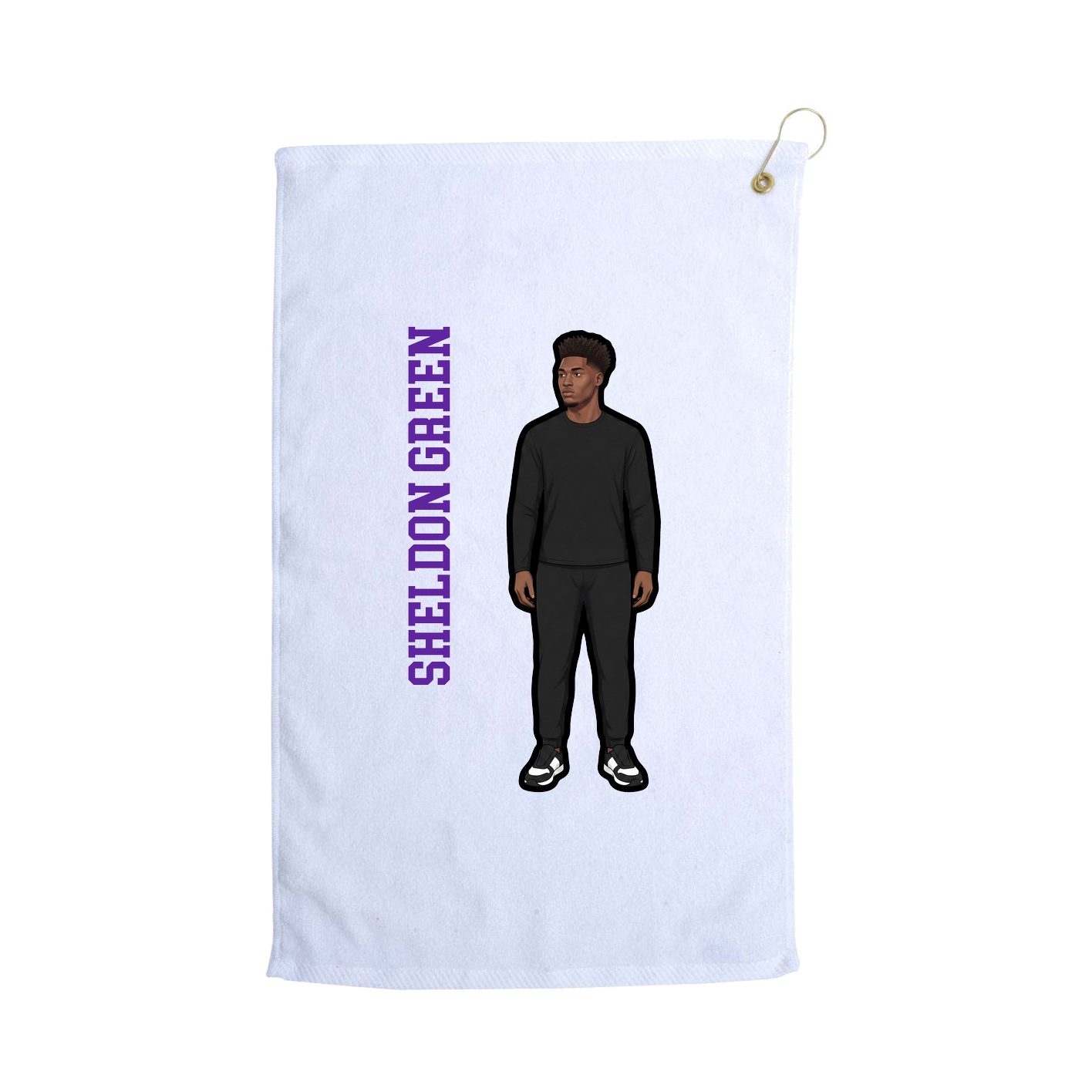 Golf Towel — Name Vertical in White