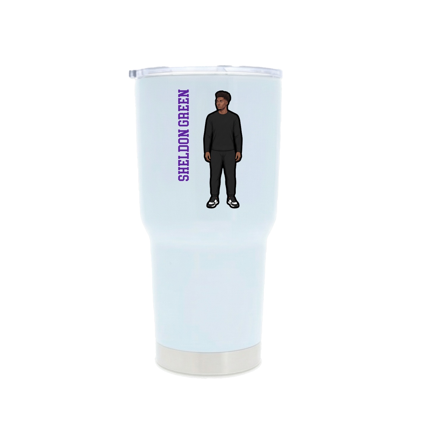 30oz Stainless Steel Tumbler — Name Vertical in White