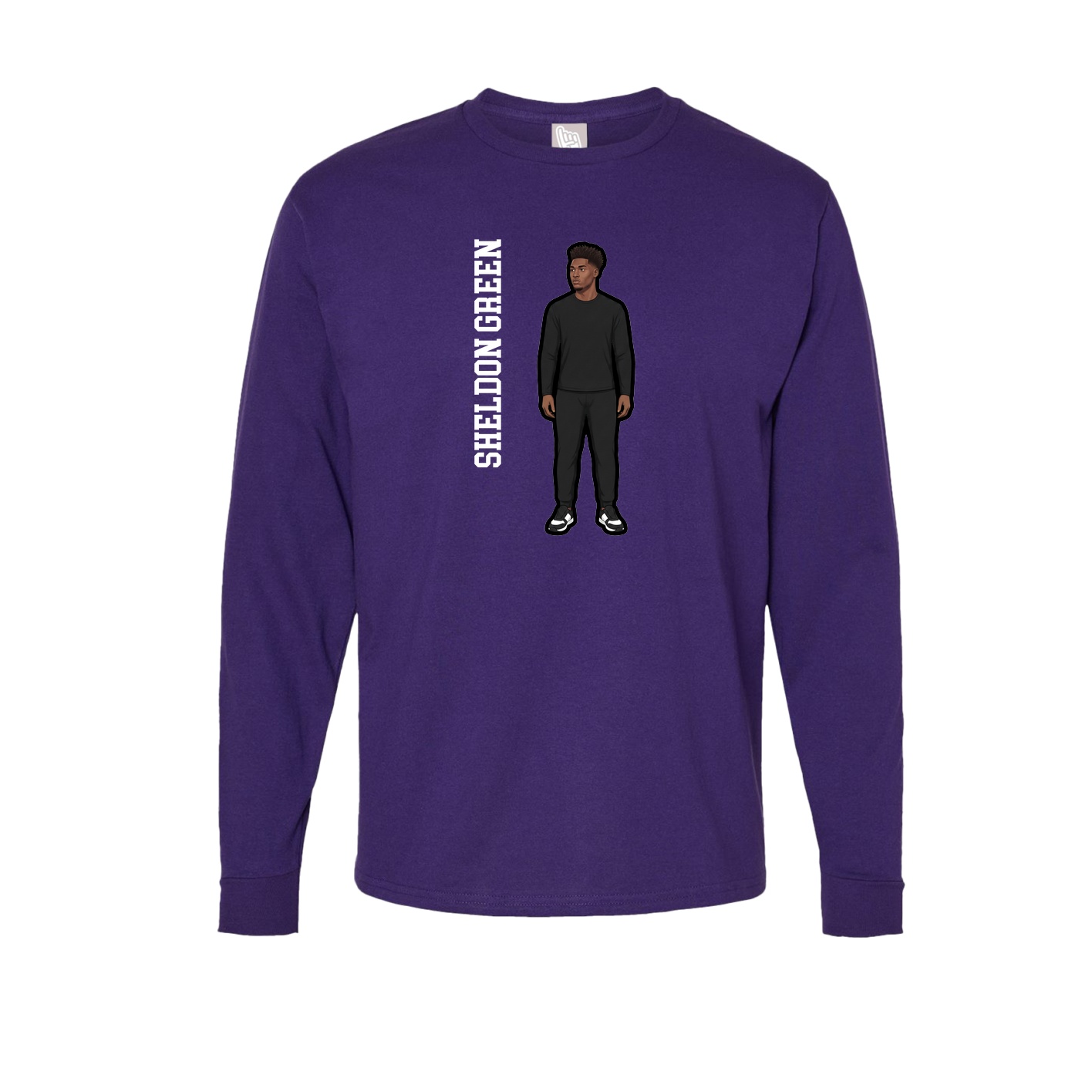 Long Sleeve Tee — Name Vertical in Purple