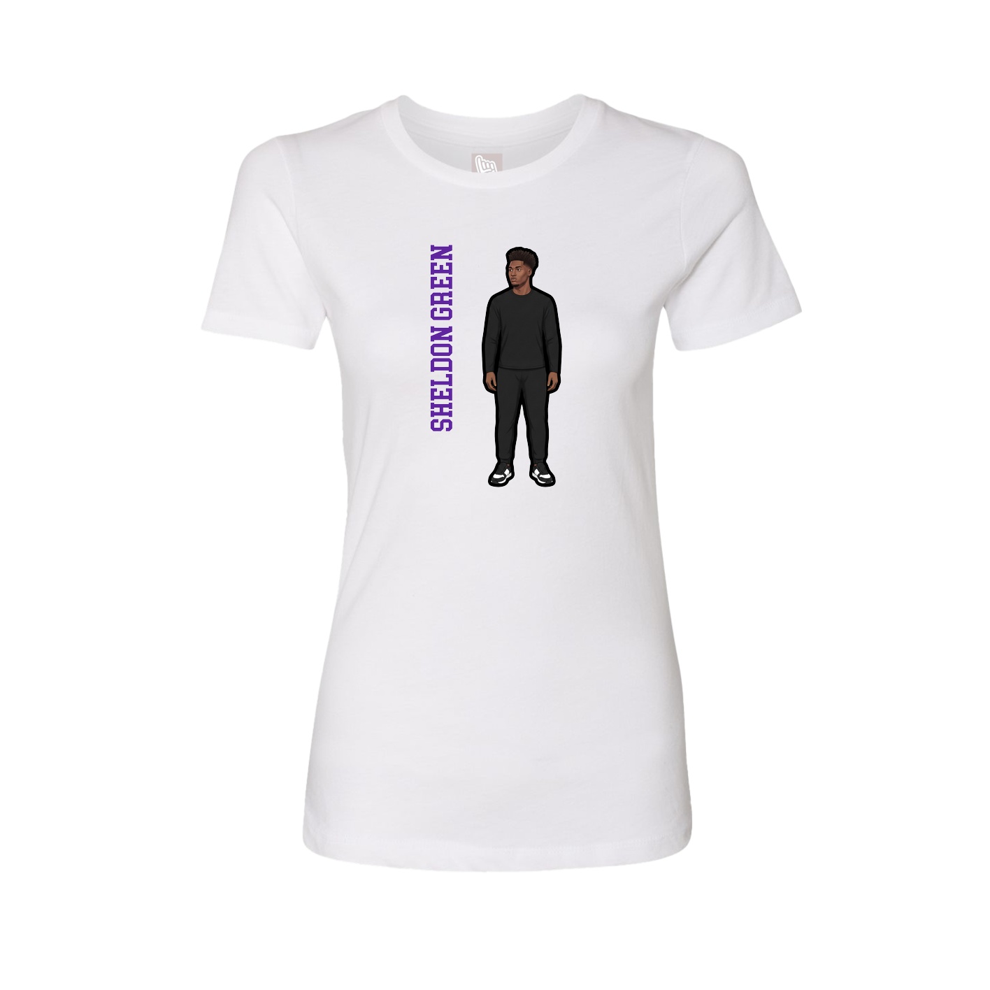 Womens Tee — Name Vertical in White