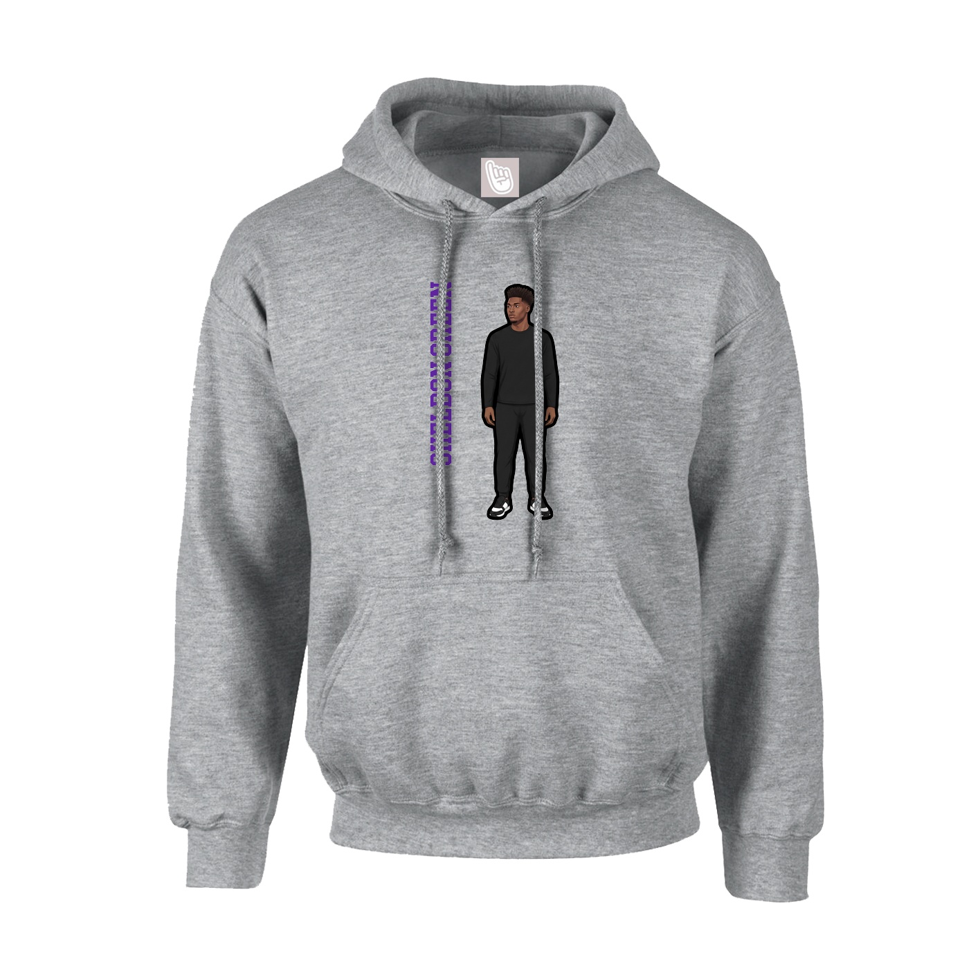 Youth Hoodie — Name Vertical in Grey