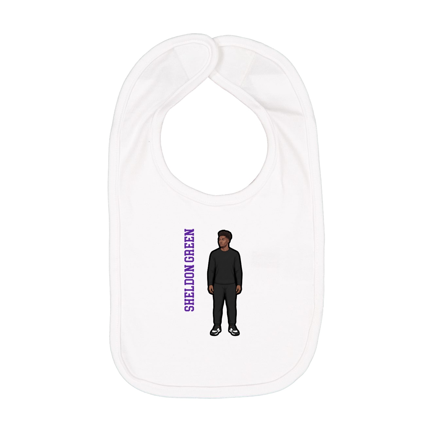 Infant Bib — Name Vertical in White