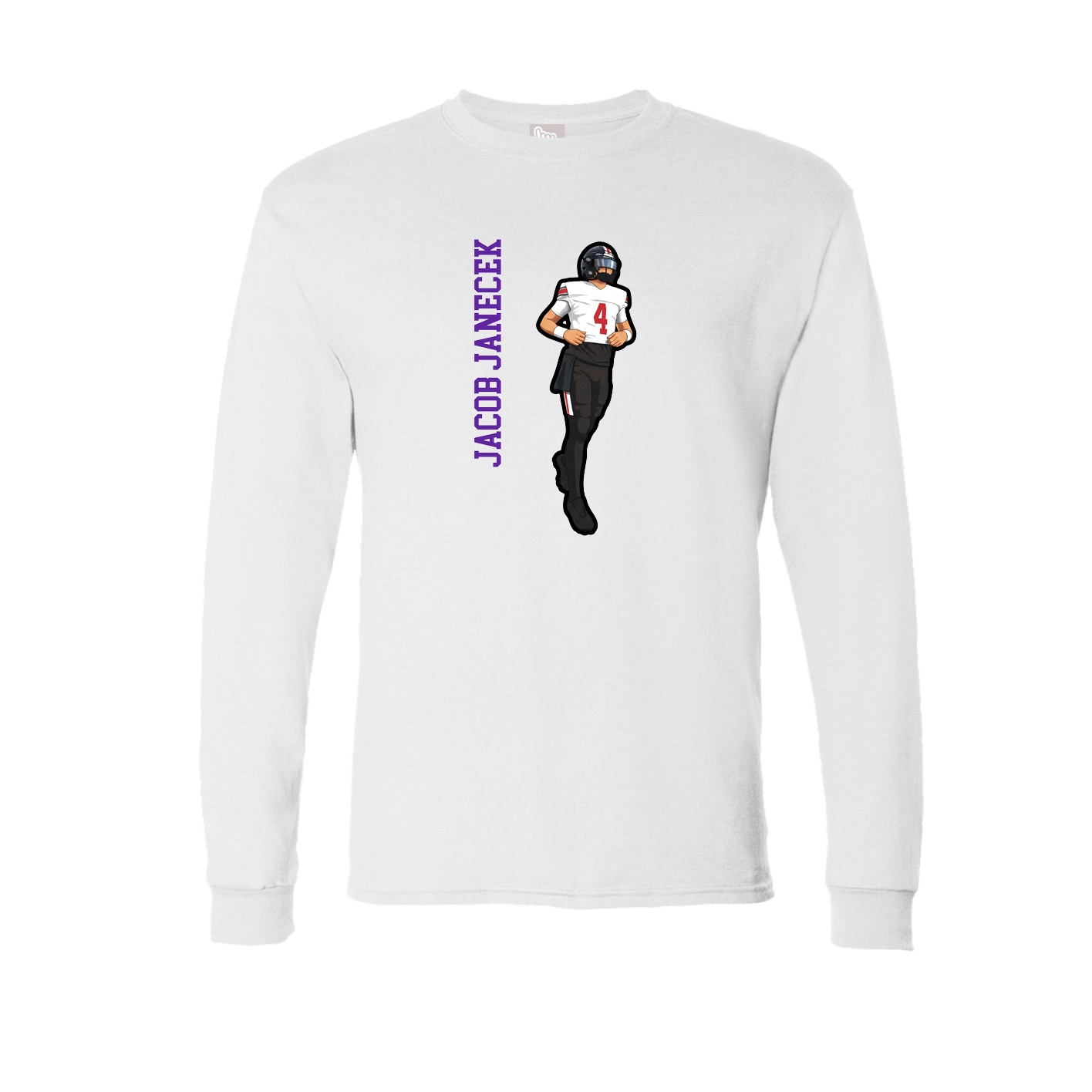 Long Sleeve Tee — Name Vertical in White