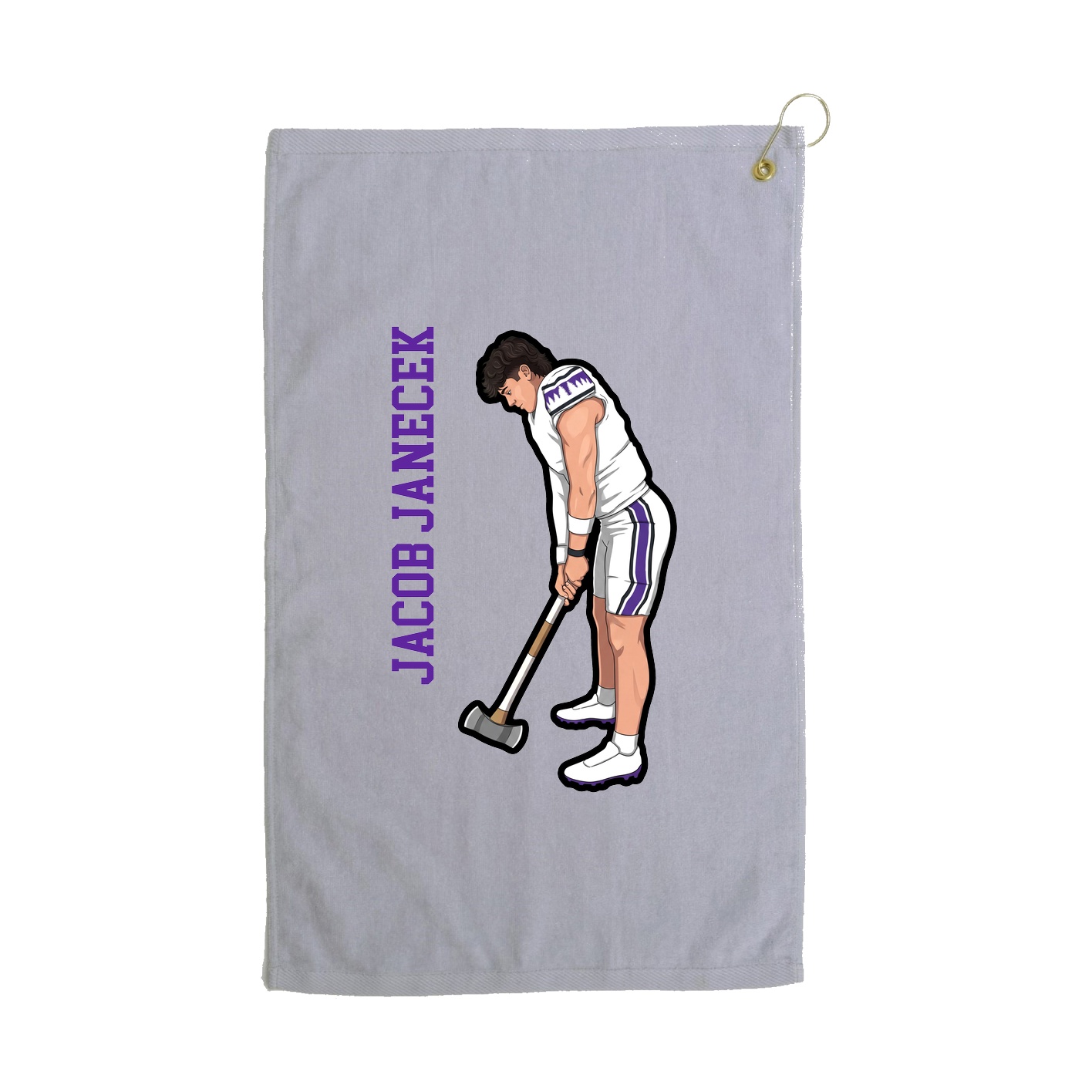 Golf Towel — Name Vertical in Grey