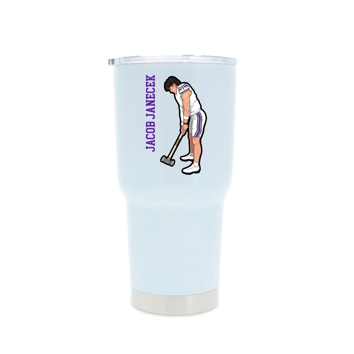 30oz Stainless Steel Tumbler — Name Vertical in White