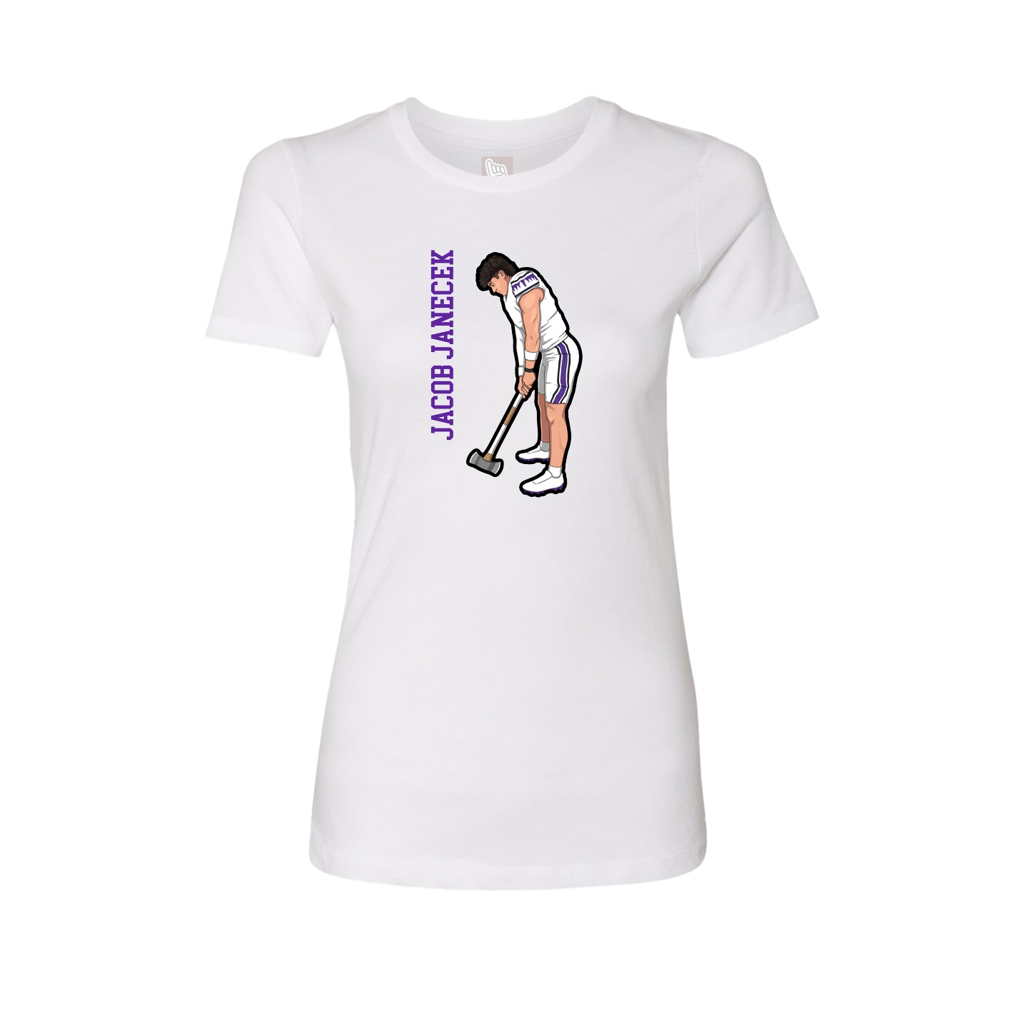 Womens Tee — Name Vertical in White